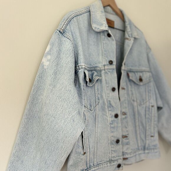 Vtg 90s LEVIS 507 Type-3 Denim Jacket Size Medium Faded Medium 80s USA - Picture 9 of 16